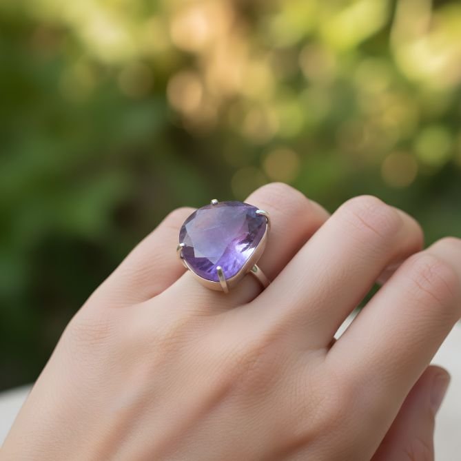 Pink kunzite Raw Polished Ring