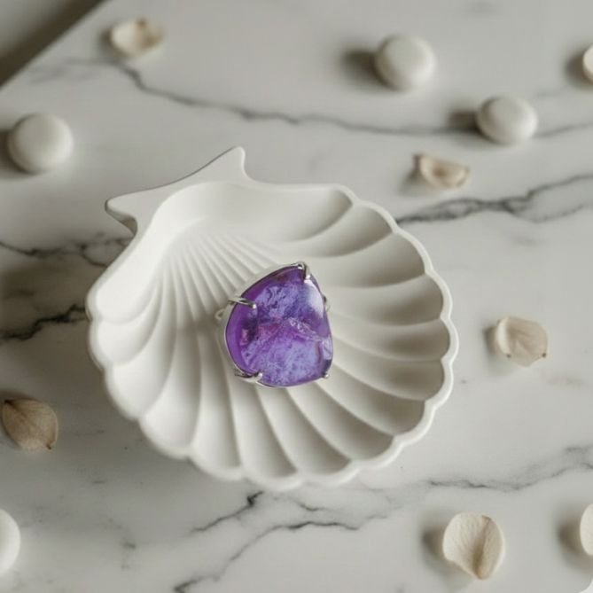 Pink kunzite Raw Polished Ring