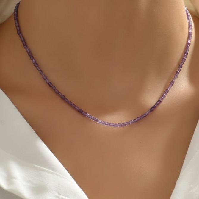 Amethyst flat rectangular gem quality beads